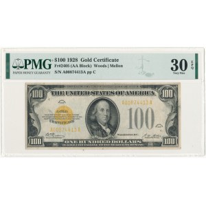 USA, 100 dolarów 1928, Gold Certificate