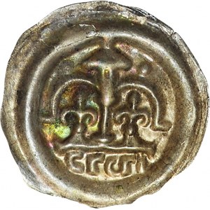 Leszek Biały 1194-1227, brakteat, Kraków, Arkada i hebrajski napis בדכה (BRACHA)