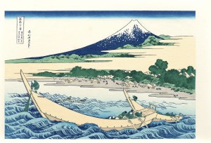 Katsushika Hokusai (1760-1849), wyd. Yuyudo, Zatoka Tago w pobliżu Ejiri na Tokaido, okres Showa (między 1960 a 1972 r.)