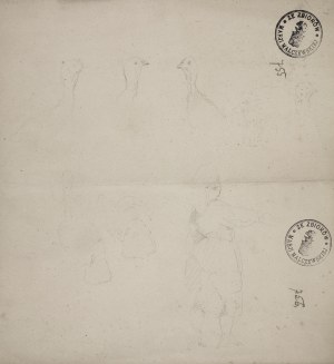 Jacek Malczewski (1854-1929), Szkice indyków i wiejskiej dziewczyny z profilu