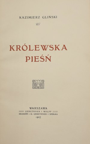 Kazimierz Glinski, Royal Song [bound by Radziszewski].