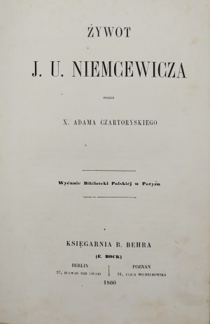 X. Adam Czartoryski, Life of J. U. Niemcewicz