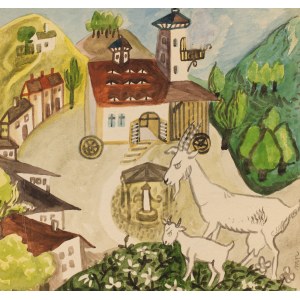 Mieczysław Piotrowski (1910 Lviv - 1977 Varsovie), Chèvre et petit, illustration