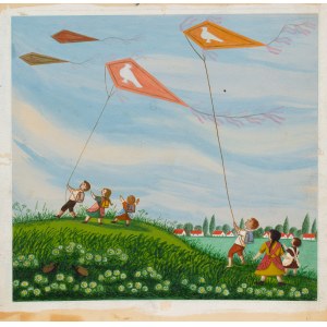 Olga Siemaszkowa (1914 Krakow - 2000 Warsaw), Flying kites, illustration