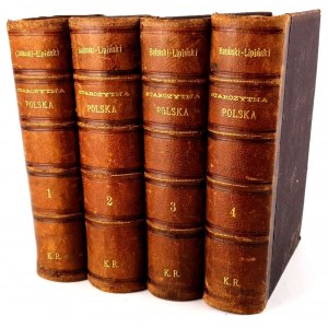 BALIŃSKI, LIPIŃSKI- STAROŻYTNA POLSKA t. I-IV [komplet w 4 wol.] wyd. 1885-6, mapa, skóra