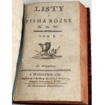 KRASICKI - LISTY I PISMA RÓŻNE X. B. W. Warszawa 1788. O związkach rolnictwa i inne.
