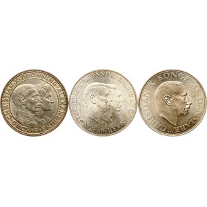 Denmark 2 Kroner 1923-1953 Commemorative issue Lot of 3 coins