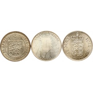 Denmark 2 Kroner 1923-1953 Commemorative issue Lot of 3 coins