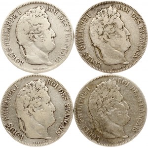 Francúzsko 5 frankov 1831-1837 Sada 4 mincí