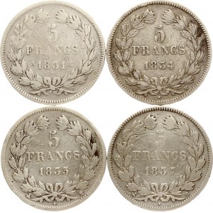 Francúzsko 5 frankov 1831-1837 Sada 4 mincí