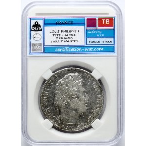 France 5 Francs 1832 T PCCB TB