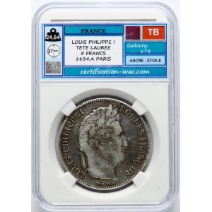 Francja 5 franków 1834 A PCCB TB