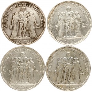 France 5 Francs 1849-1876 Lot de 4 pièces