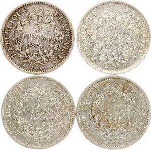 France 5 Francs 1849-1876 Lot de 4 pièces