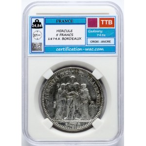 France 5 Francs 1874 K PCCB TTB