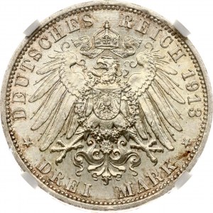 Germany Prussia 3 Mark 1913 A Reign NGC MS 65