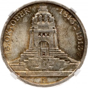 Germany Saxony 3 Mark 1913 E Battle of Leipzig NGC MS 64