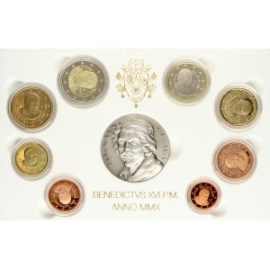 Italy Vatican City 1 Euro Cent - 1 Euro 2010 R Set Lot of 8 Coins & Medal