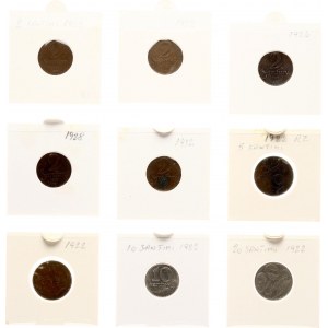 Latvia 2 - 20 Santimu 1922-1932 Lot of 9 coins