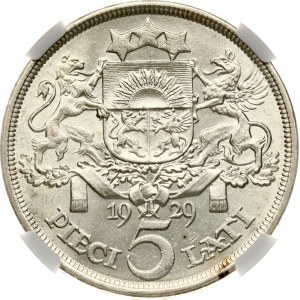 Latvia 5 Lati 1929 NGC MS 61