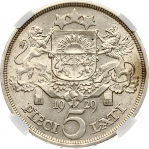 Latvia 5 Lati 1929 NGC AU 58