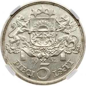 Latvia 5 Lati 1931 NGC MS 62