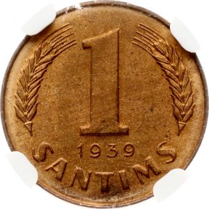 Latvia 1 Santims 1939 NGC MS 66 RD