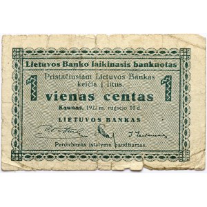 Lithuania 1 Centas 1922 Provisional