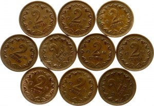 Lithuania 2 Centai 1936 Lot of 10 Coins