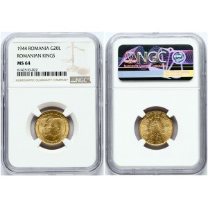 Romania 20 Lei 1944 Romanian Kings NGC MS 64