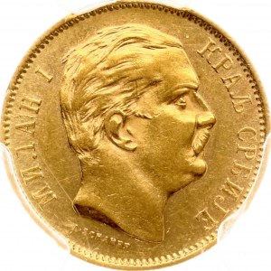 Srbsko 10 Dinara 1882 V PCGS AU 58