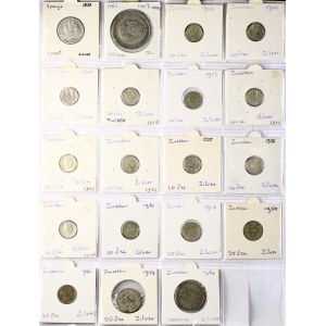 Spain 1 - 100 Pesetas 1870 & 1966 with coins of Sweden Lot of 19 coins