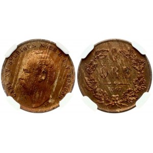Sweden 1 Ore 1867 NGC MS 64 BN