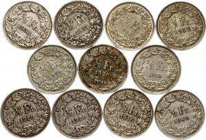 Switzerland 1/2 Franc 1920-1960 Lot of 11 coins