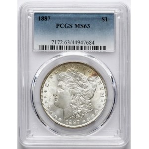 USA Morgan Dollar 1887 PCGS MS 63