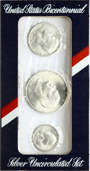 USA 1/4 - 1 Dollar 1976 S Bicentennial Set Lot of 3 Coins