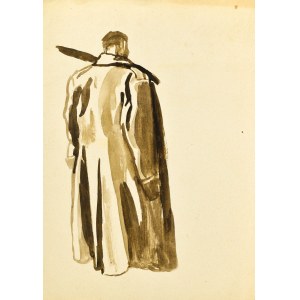 Ludwik MACIĄG (1920-2007), Szkic żołnierza w płaszczu ukazanego z tyłu