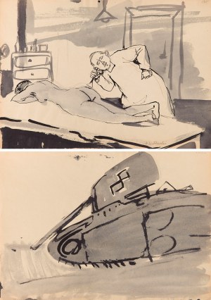 Andrzej Wróblewski (1927 Wilno - 1957 Tatry), [Kompozycja figuralna nr 595] na odwrociu [Kompozycja nr 595]