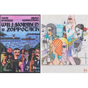 Andrzej Krajewski `Andre de Krayewski (1933 Poznaň - 2018 Newark), návrh plakátu k filmu Willkommen in Zoppotach + původní plakát, 2011