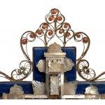 Reliquary cross in mother-of-pearl, lapis lazuli and coral