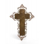 Reliquary cross in mother-of-pearl, lapis lazuli and coral