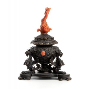 Bronze coral inkwell