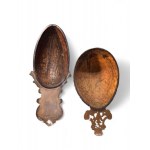 Two engraved coconut