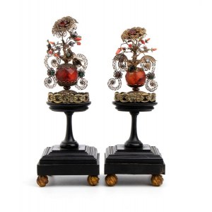 Two filigree and amber palm vases