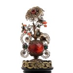 Two filigree and amber palm vases