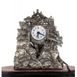 Silver table clock with glass dome