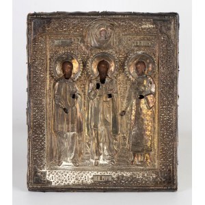 A Russian icon with silver okad