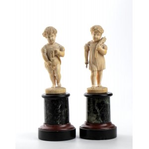 A pair of ivory carvings depicting the Summer and the Autumn