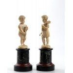 A pair of ivory carvings depicting the Summer and the Autumn