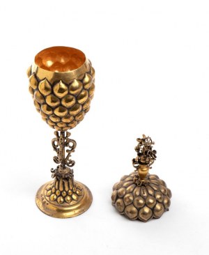 Gilt-silver German Pineapple cup with cover